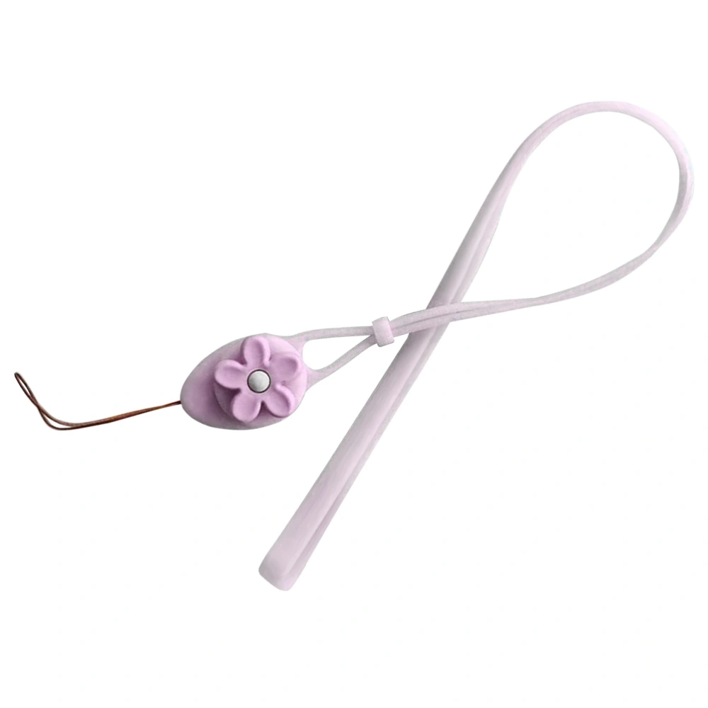 1PC Silicone Flower Phone Cover Lanyard Cartoon Elastic Phone Case Strap String (Purple)