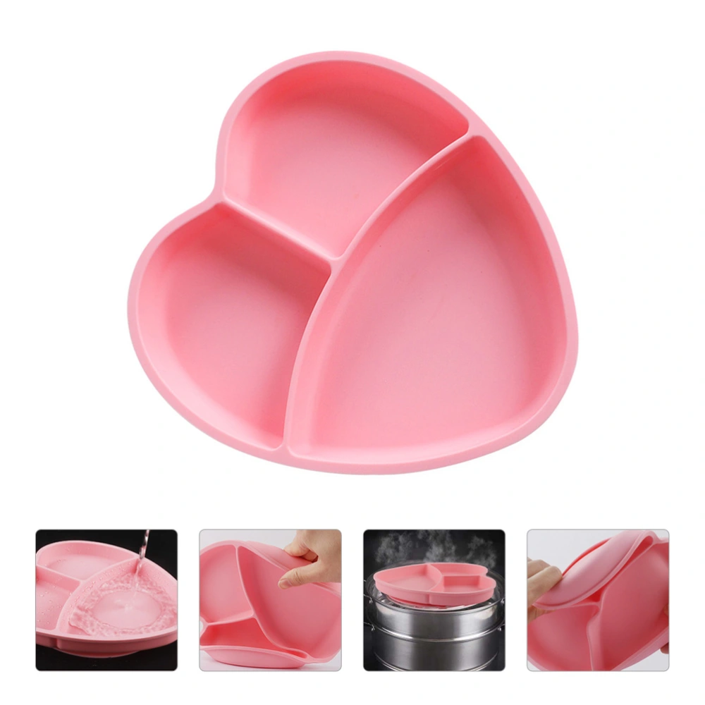 Heart Shaped Baby Dinner Plate Safe Children Tableware Lovely Training Bowl