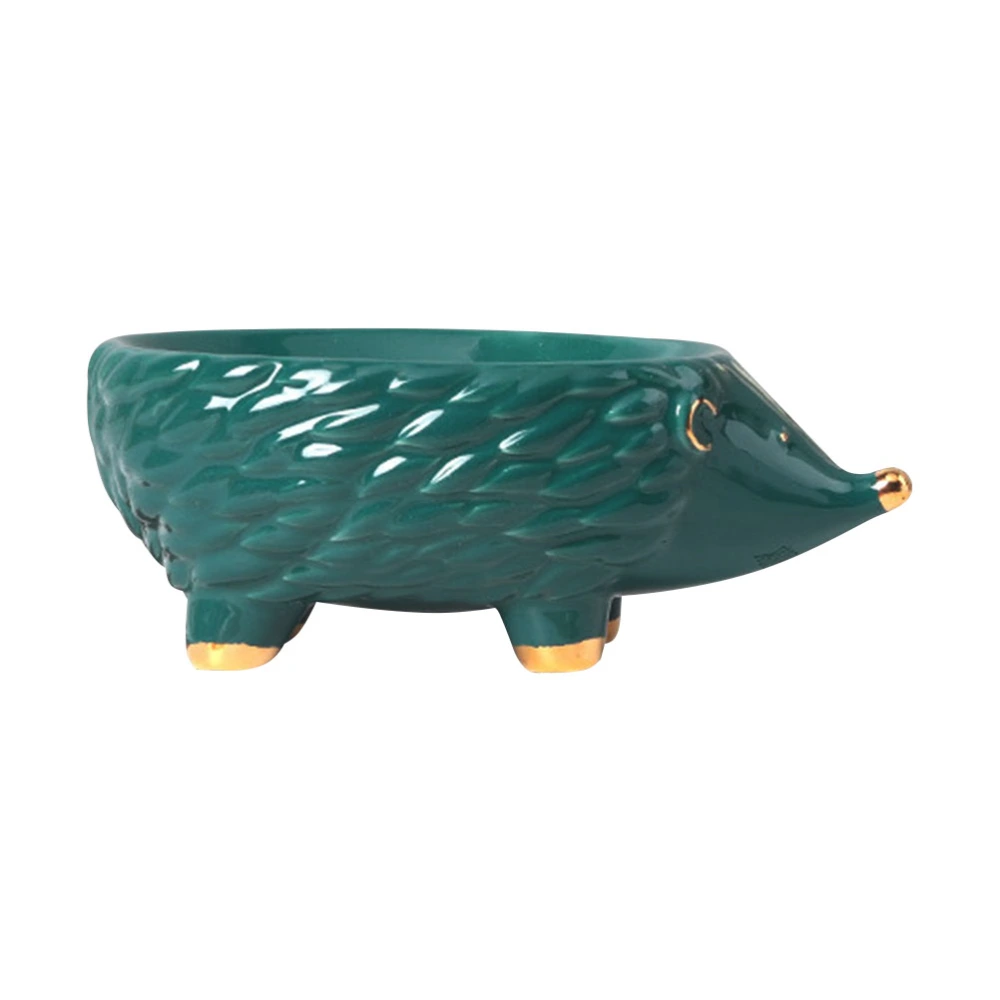 Hedgehog Soap Holder Ceramic Soap Holder Soap Storage Box Ceramic Craft for Home (Green)