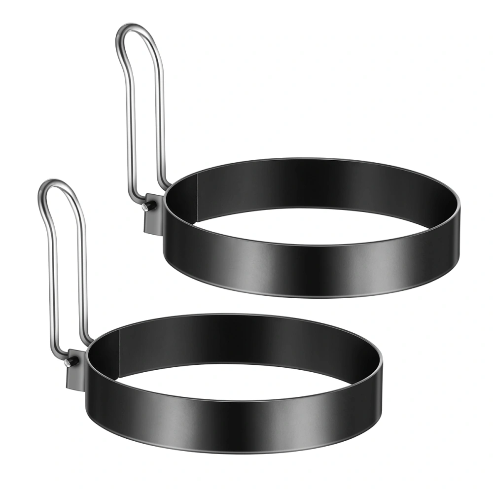 BESTONZON 2PCS Stainless Steel Cooking Mold Fried Egg Pancake Circle Non-Stick Egg Rings Kitchen Mould Tool (Black)