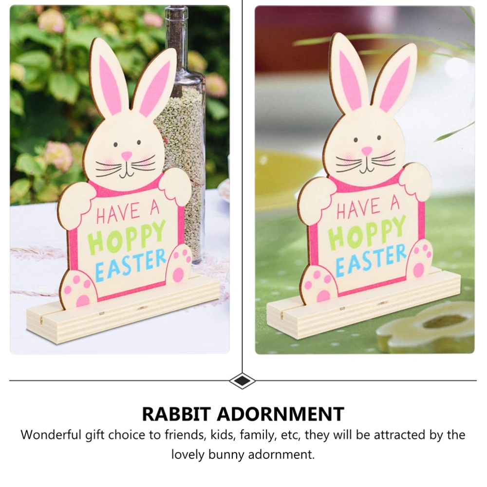 1 Pc Lovely Easter Rabbit Decor Wooden Craft Home Adornment (Assorted Color)