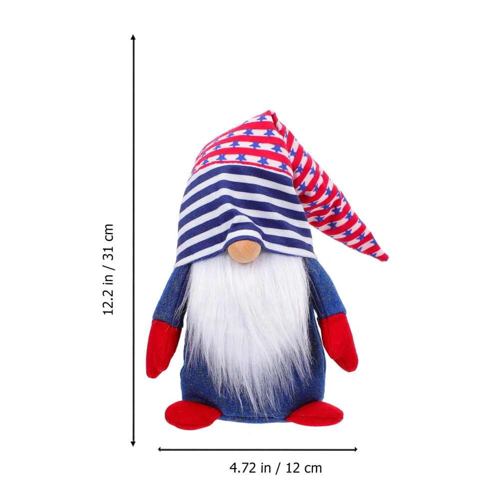 1pc Independence Day Gnome Doll Plush Beard Cloth Doll Home Office Desktop Decor