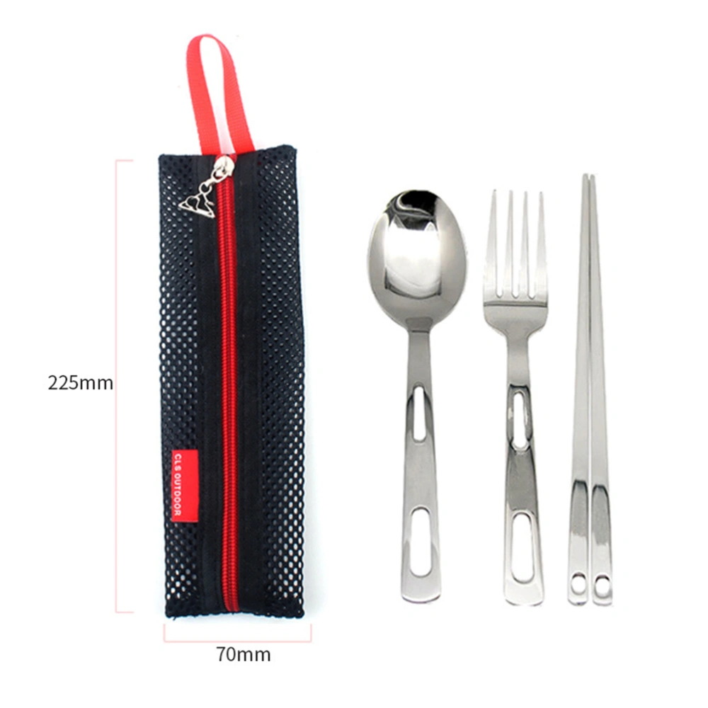 5 Pcs Stainless Steel Tableware Set Resuable Portable Cutlery Set Flatware Set with Carrying Bag for Kitchen Dinning Room