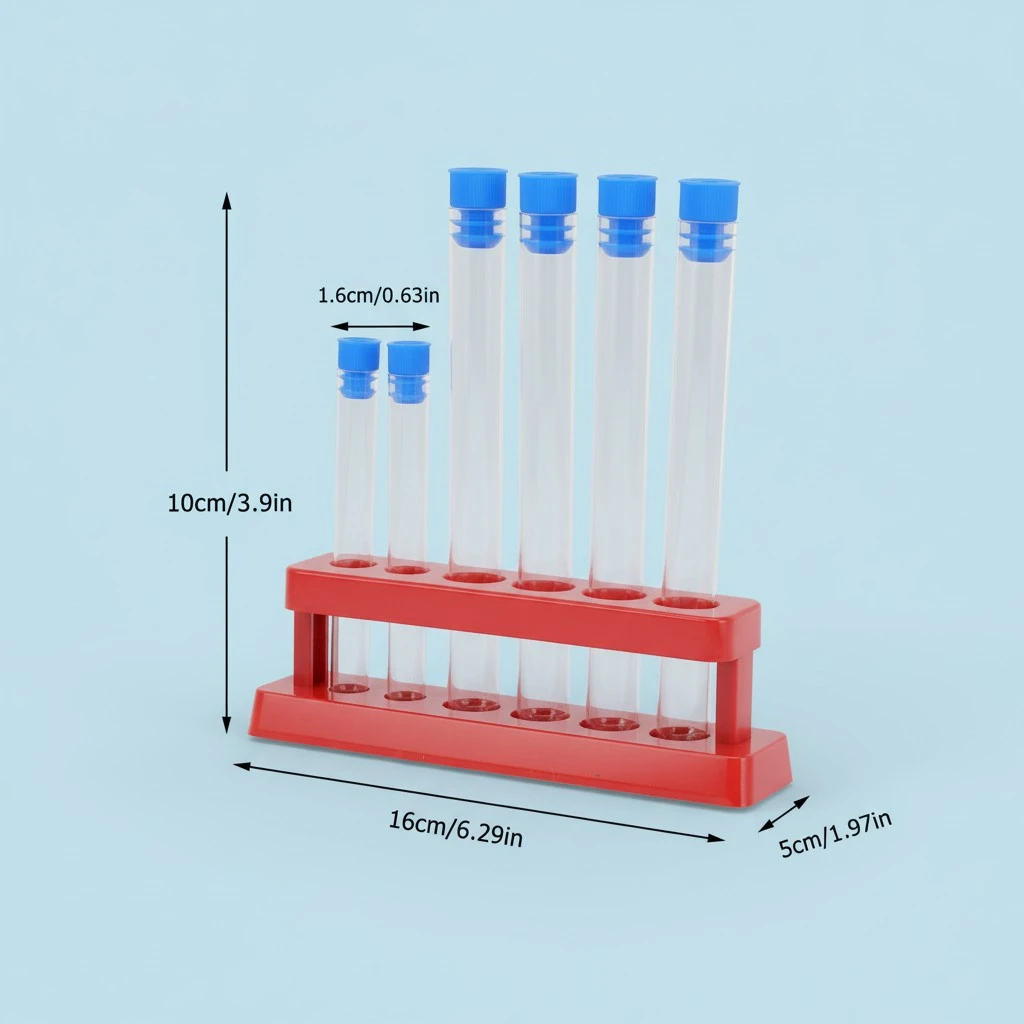 6pcs Laboratory Test Tubes Plastic Test Tubes Sample Container with Storage Rack