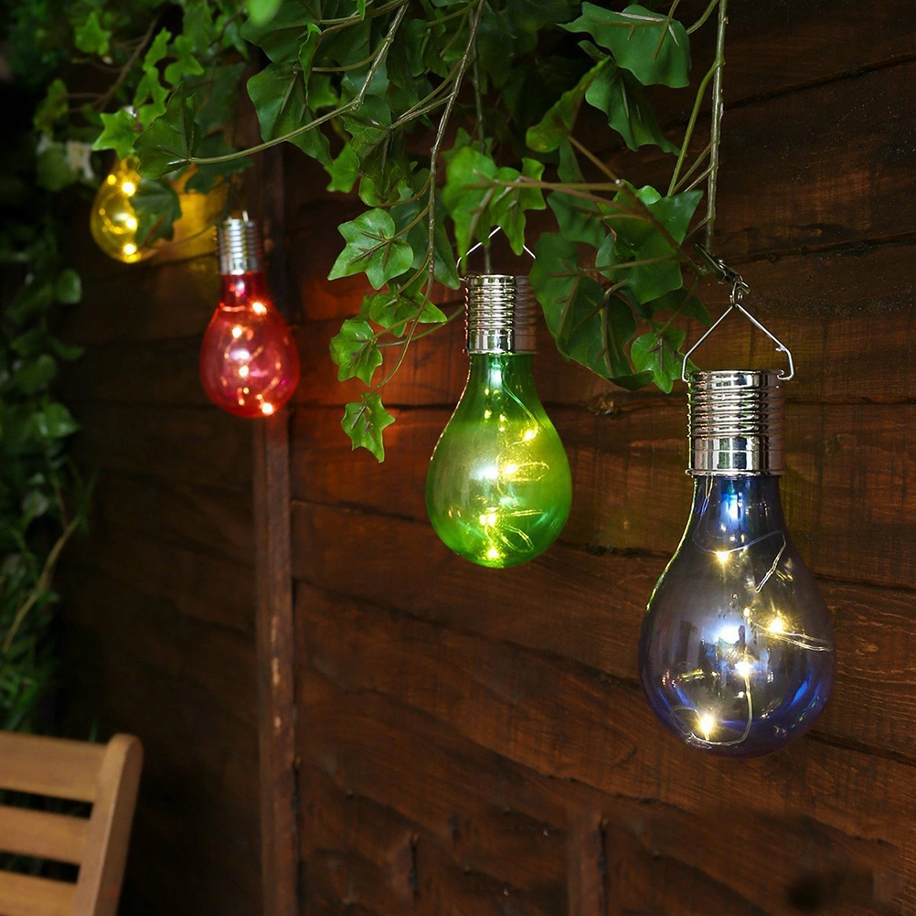 Waterproof Solar Rotatable Hanging LED Light Lamp Bulb for Outdoor Garden Camping (Pink Shell)