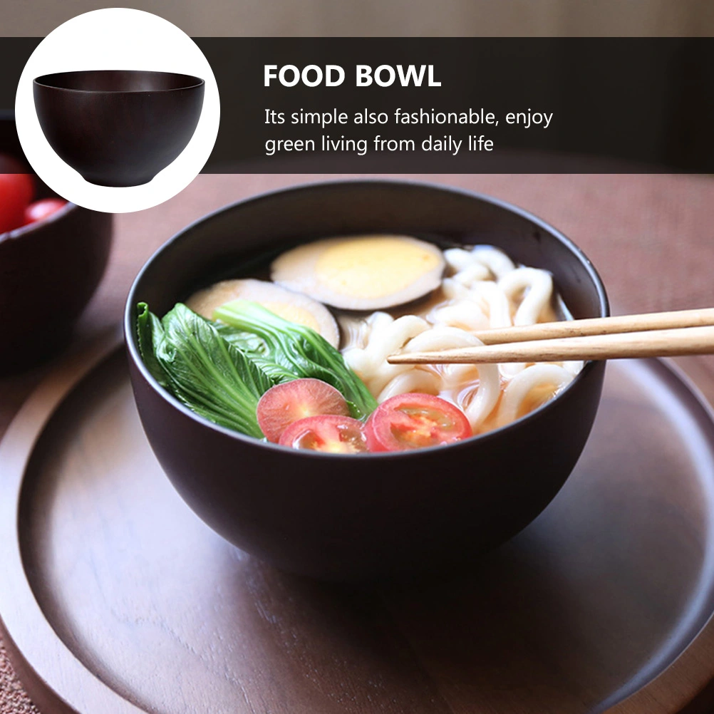1pc Wood Bowl Household Wood Bowl Food Container Rice Bowl for Home (Coffee)