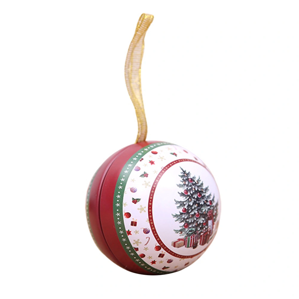 1 Pc Christams Tinplate Round Ball Candy Storage Jar Candy Boxes Christmas Tree Decoration(Random Color and Style)