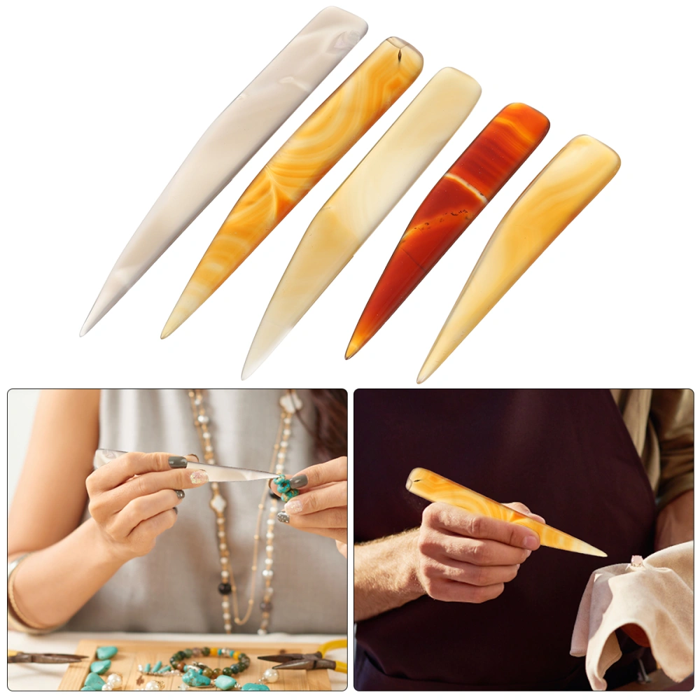 5pcs Natural Agate Burnisher Polishing Cutter Jewelry Making Tools Mixed Pattern