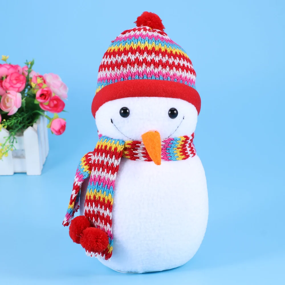 Christmas Decor Dolls Scarf Snowman Standing Hanging Ornaments Table Decorations Gift (Random Color)