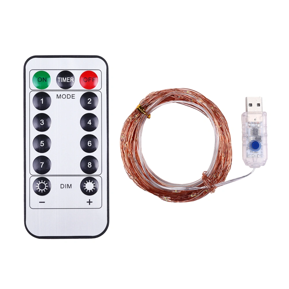 10M USB 100 LED 8 Function Copper Wire String Lights Fairy Light with Remote Controller For Xmas Festival Holiday Wedding Home Decoration No Battery BZ1194 (Green)