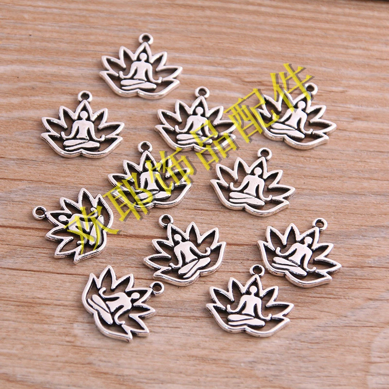 100pcs Hanging Buddha Lotus Pendant Delicate Buddha Lotus Charm Keychain Ornament