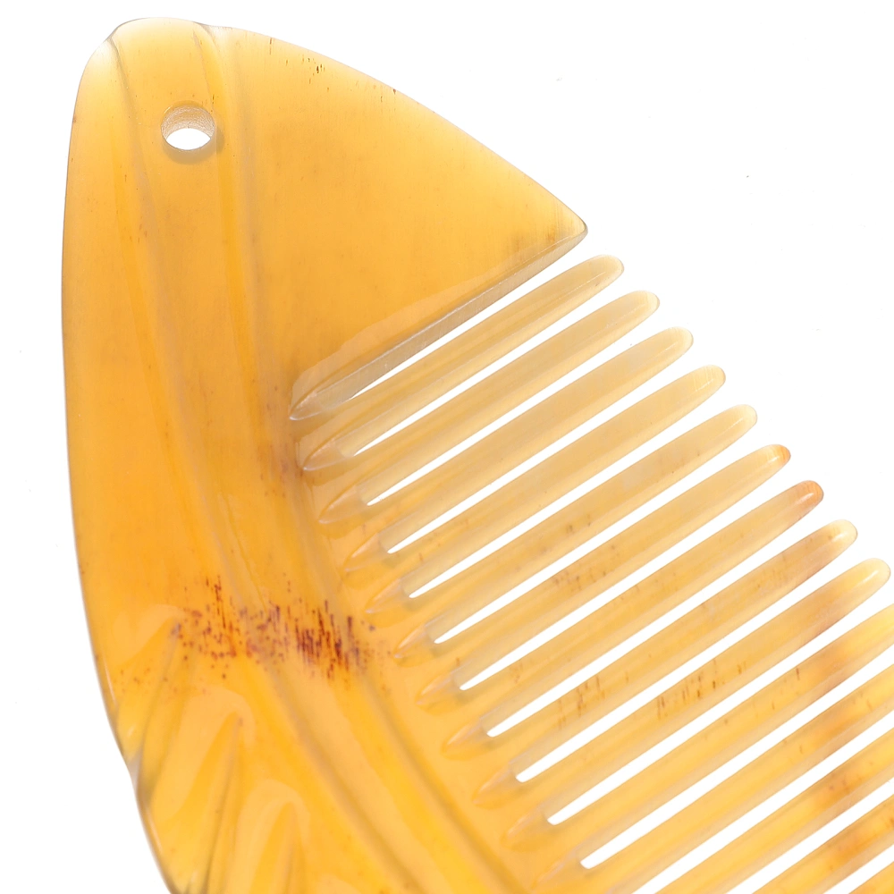 Anti Static Comb Ox Horn Hair Groomer Carving Leaf Comb Portable Hair Comb