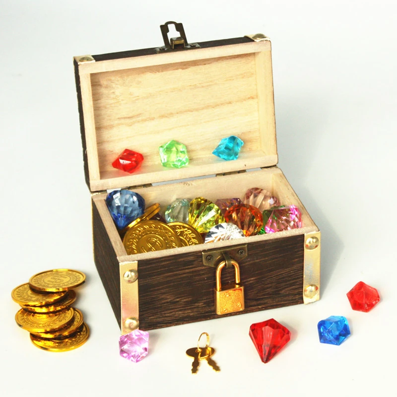 1 Set Multi-function Treasure Box with Key Vintage Treasure Chest Small Pirate Storage Box