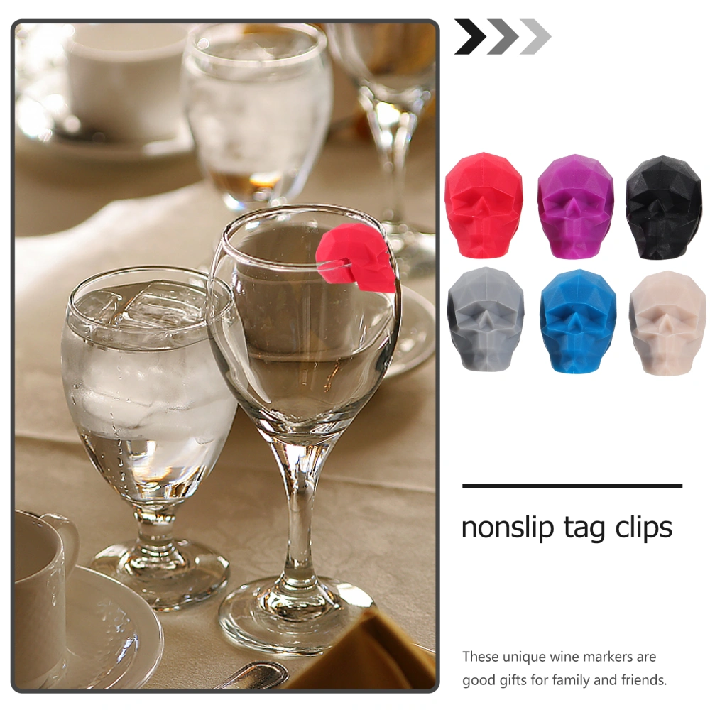 6 Pcs Reusable Label Clips Silicone Tag Clips Nonslip Wine Glass Charms