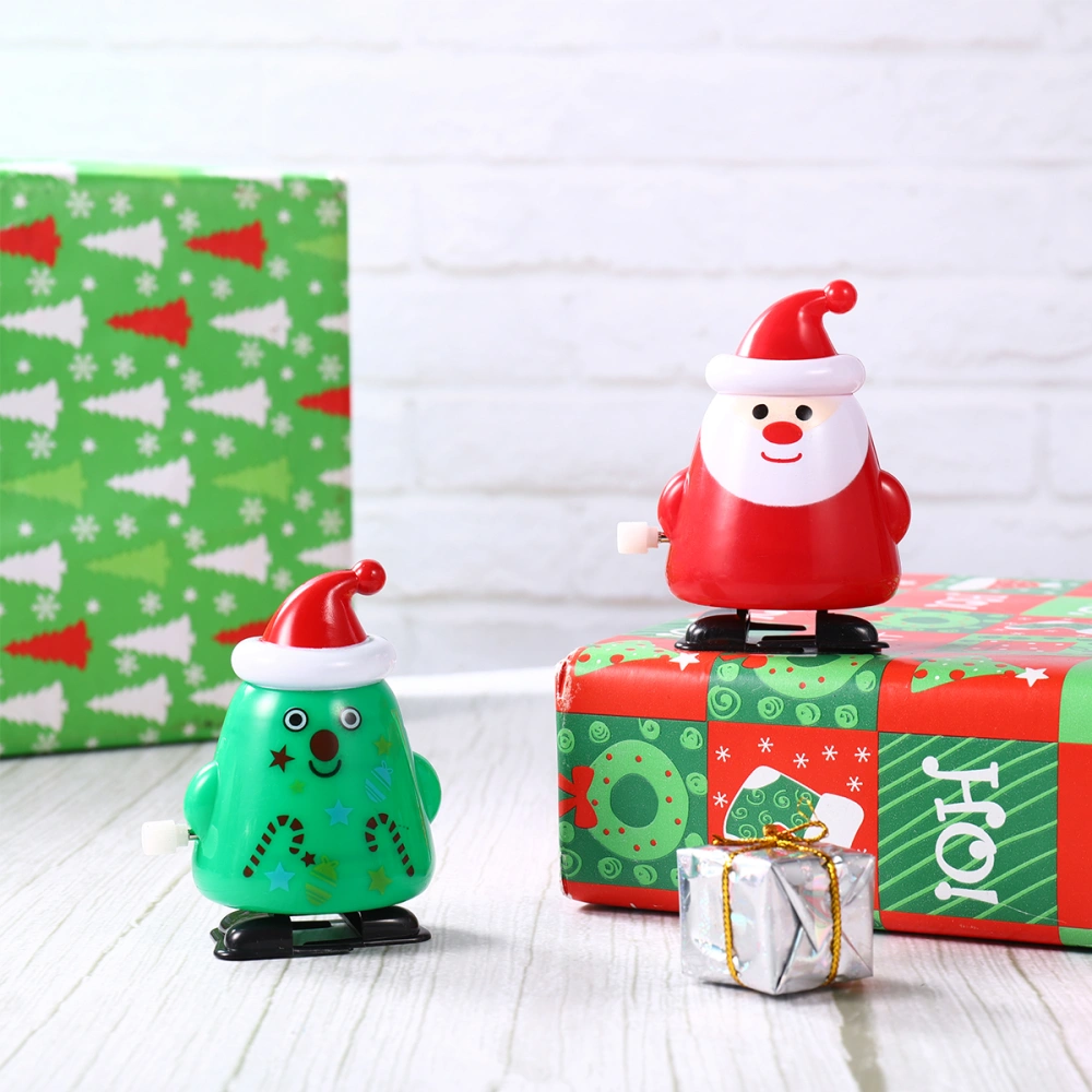 STOBOK 6pcs Christmas Clockwork Toys Funny Santa Snowman Elk Tree Walking Toys Festive Gifts Party Props