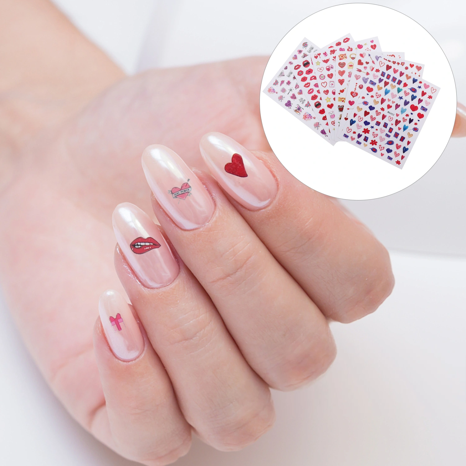 6 Sheets Valentine's Day Themed Manicure Stickers DIY Festive Nail Art Stickers
