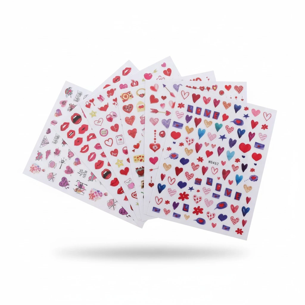 6 Sheets Valentine's Day Themed Manicure Stickers DIY Festive Nail Art Stickers