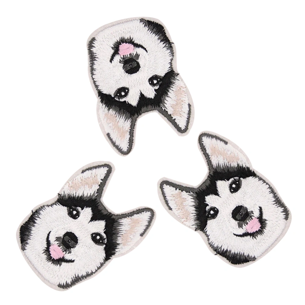 3pcs Dog Embroidered Patches DIY Lovely Huskie Embroidered Patch for Bags Jeans