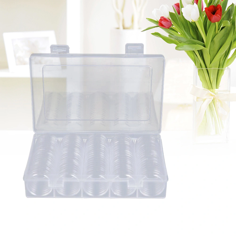 100pcs 30mm Coin Collection Storage Box Plastic Coin Holders Coin Collecting Protective Case