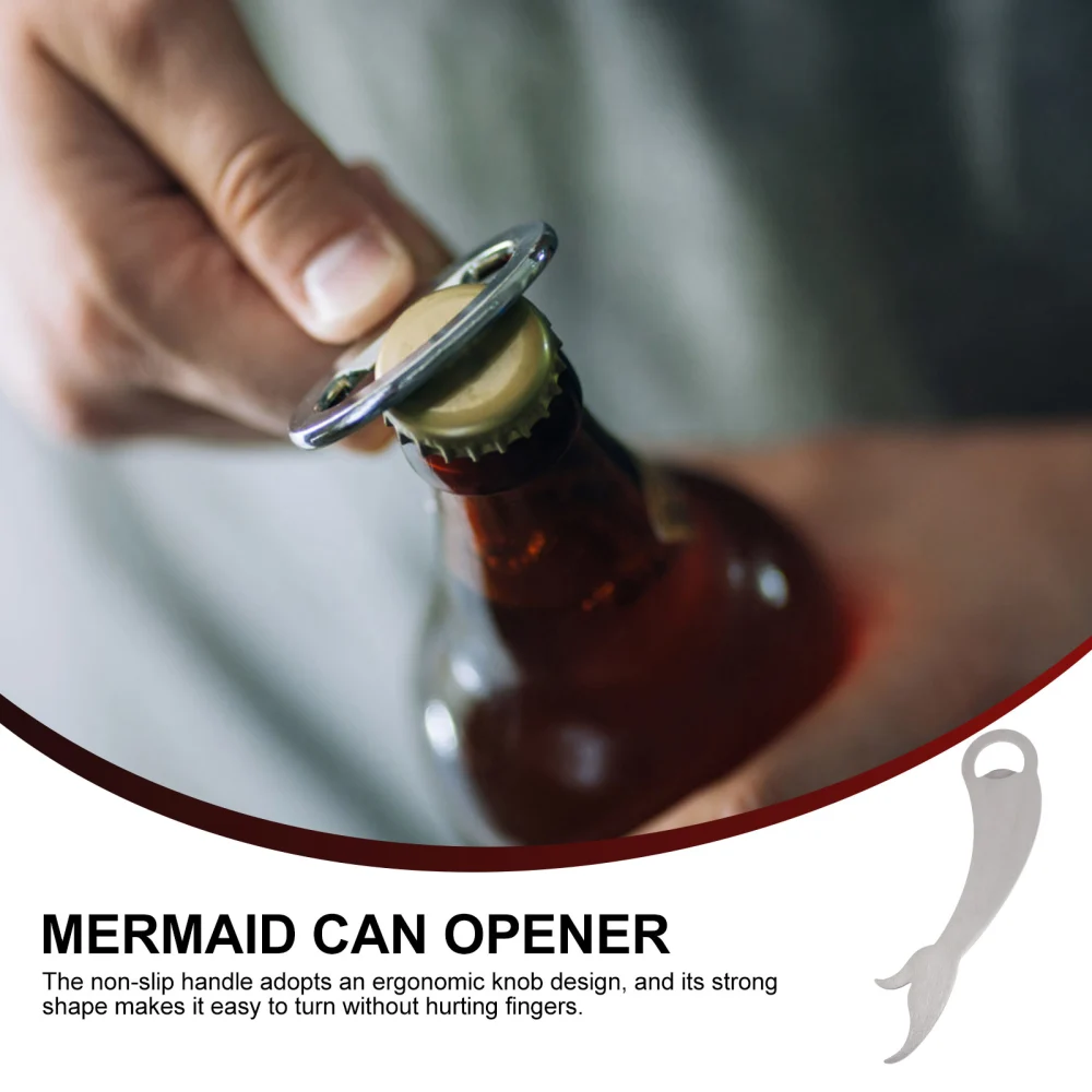 1Pc Can Opener Exquisite Mermaid Stainless Steel Manual Bottle Opener (Silver)