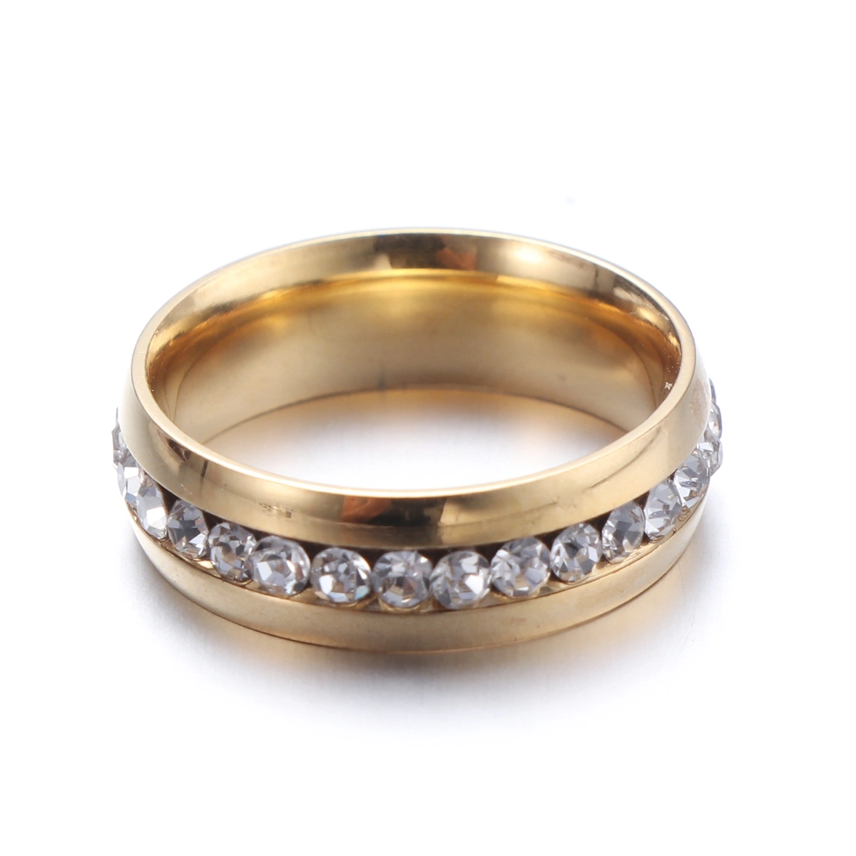 Ring Stylish Simple Finger Ring Crystal Diamond Ring Jewelry for Women Wedding Engagement Size 12 (Golden)