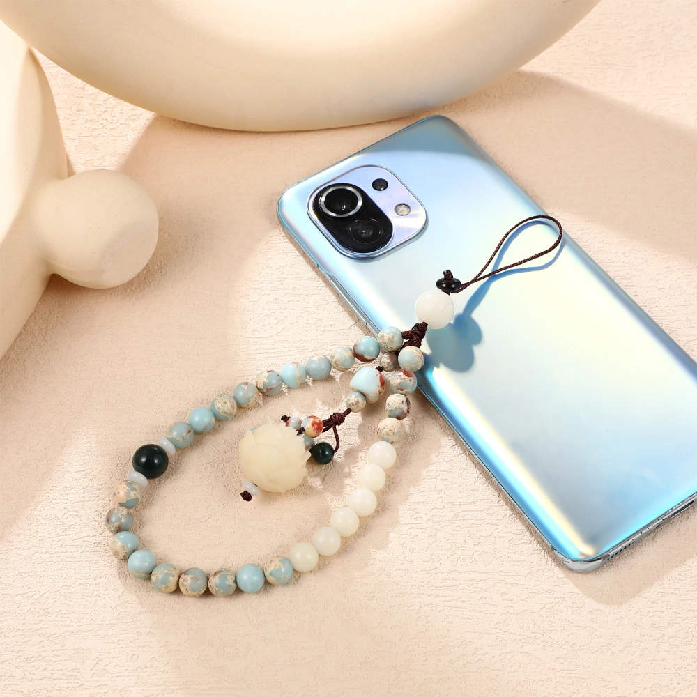 Hemobllo 1PC Beaded Phone Charm 2 in 1 Handmade Stone Cell Phone Lanyard Wrist Strap Anti-Lost Phone Chain Bracelet Accessory for Universal Phonecase