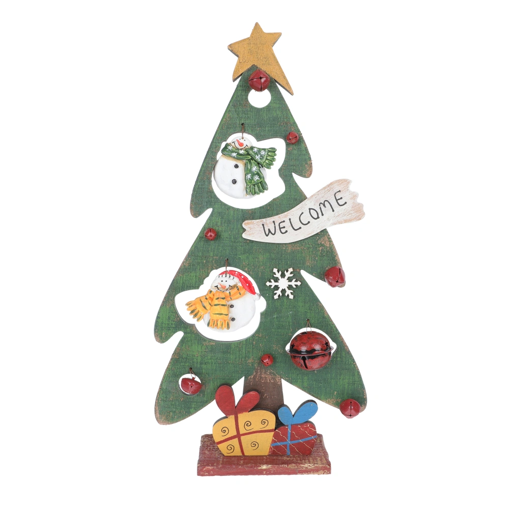 1pc Christmas Tree Adornment Desktop Wooden Decor Wood Craft Xmas Ornament