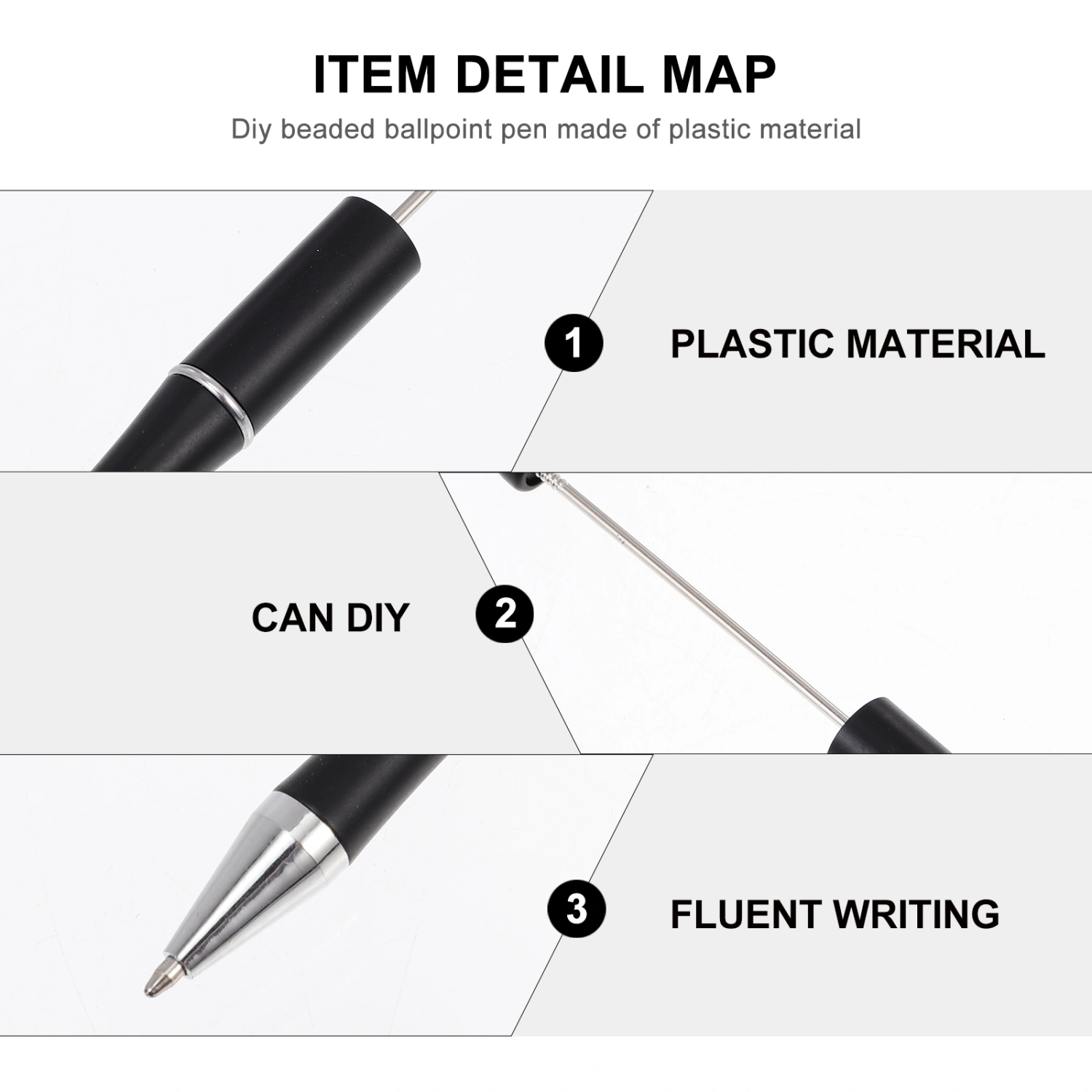 4pcs Plastic DIY Beads Writing Pens Portable Signature Pens Student Ballpoint Pens