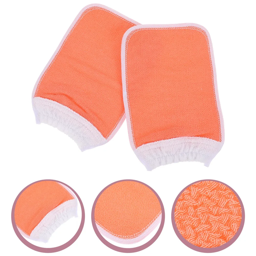 2Pcs Rub Mud Decontamination Plant Fiber Thickening Scrub Towels Bath Gloves