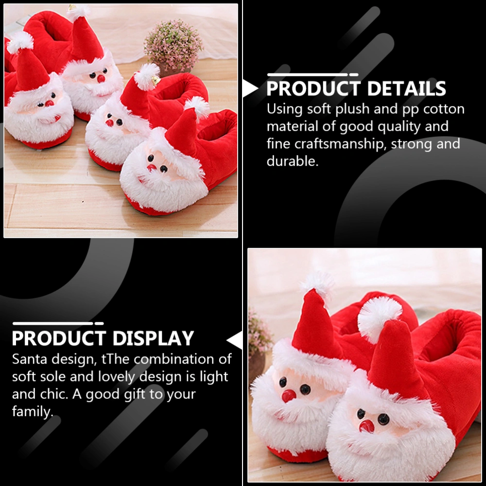 1 Pair Santa Slippers Christmas Furry Slippers Comfortable Home Warm Shoes