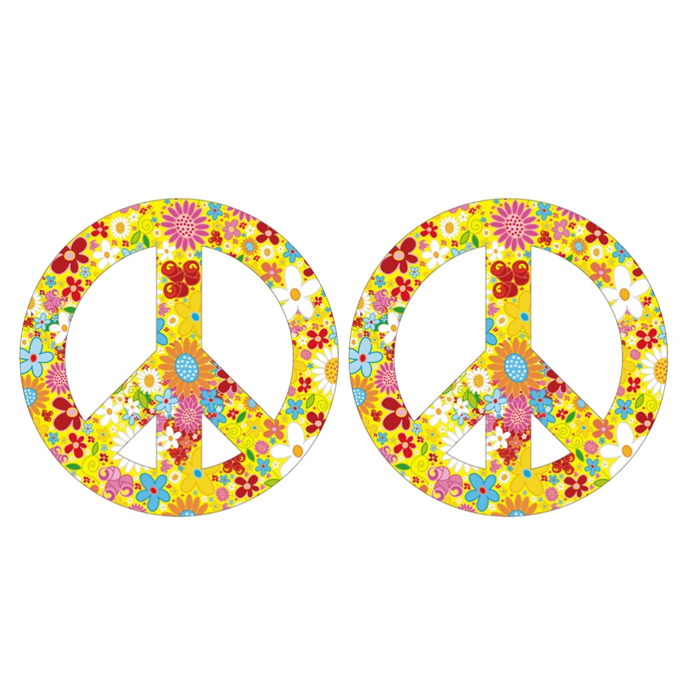 2pcs Floral Peace Symbol Sticker Creative Self-adhesive Car Decal Laptop Decoration Accessories for DIY