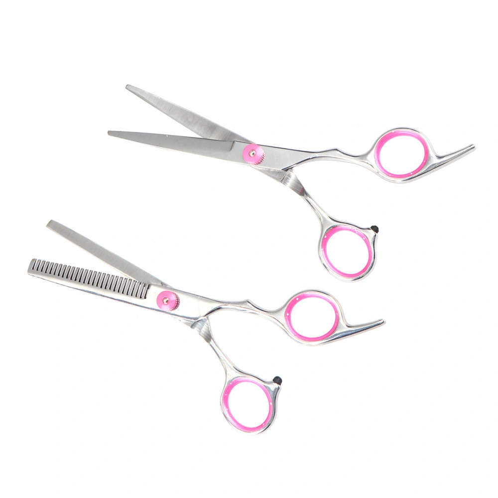 2pcs Hair Cutting Scissors Professional Barber's Shears Thinning Hair Scissors for Home Salon (Straight Scissors+Teeth Scissors)