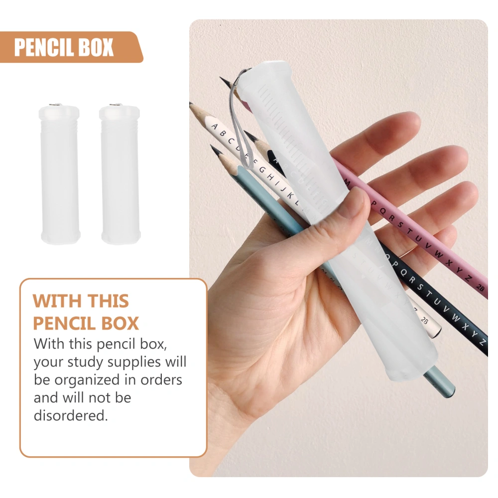 2Pcs Telescopic Pen Storage Box Portable Pencil Case Transparent Pen Container Pen Box