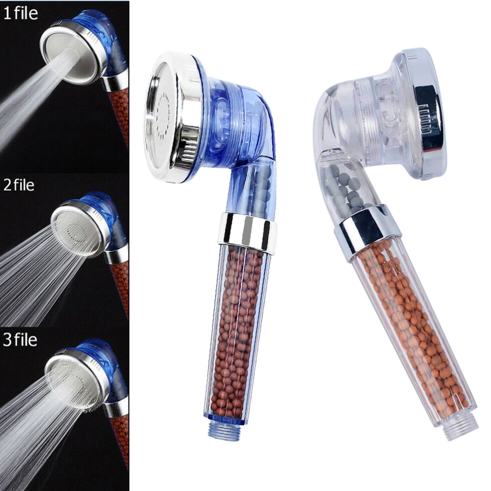 2pcs Ionic Shower Head Filtered Hand Held Shower Head Filtration System High Pressure Rainfall Spa Water Saving with 3-Way Shower Setting L Size (White and Blue)
