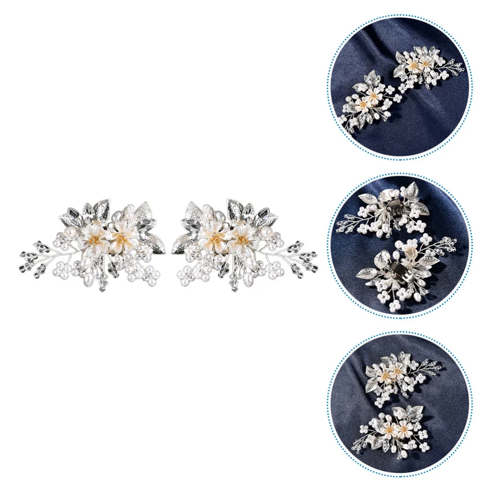 1Pair Elegant Bridal Shoe Buckles Detachable Shoe Clips Pearl Flower Shoe Buckles