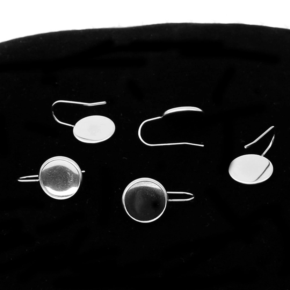 30pcs Silver Stainless Steel Blanks Earring Bezel Setting Wire Hooks Settings Trays for Jewelry Making and DIY Crafts