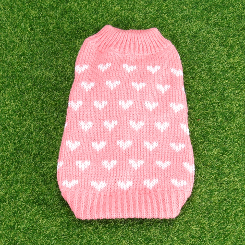 Dog Clothes Heart Pattern Knitting Sweaters Pet Costume Pet Dog Wearing Decoration for Dog Pet Size L