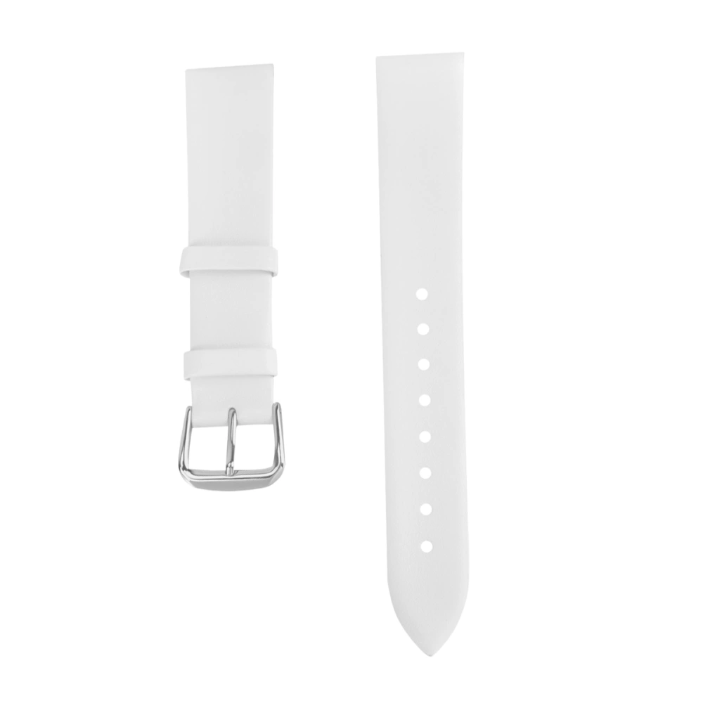 Ultrathin Watch Strap Endurable Tabby Cattlehide Watch Strap Quick Release Leather Watch Bands (White-18mm with Silver Buckle)