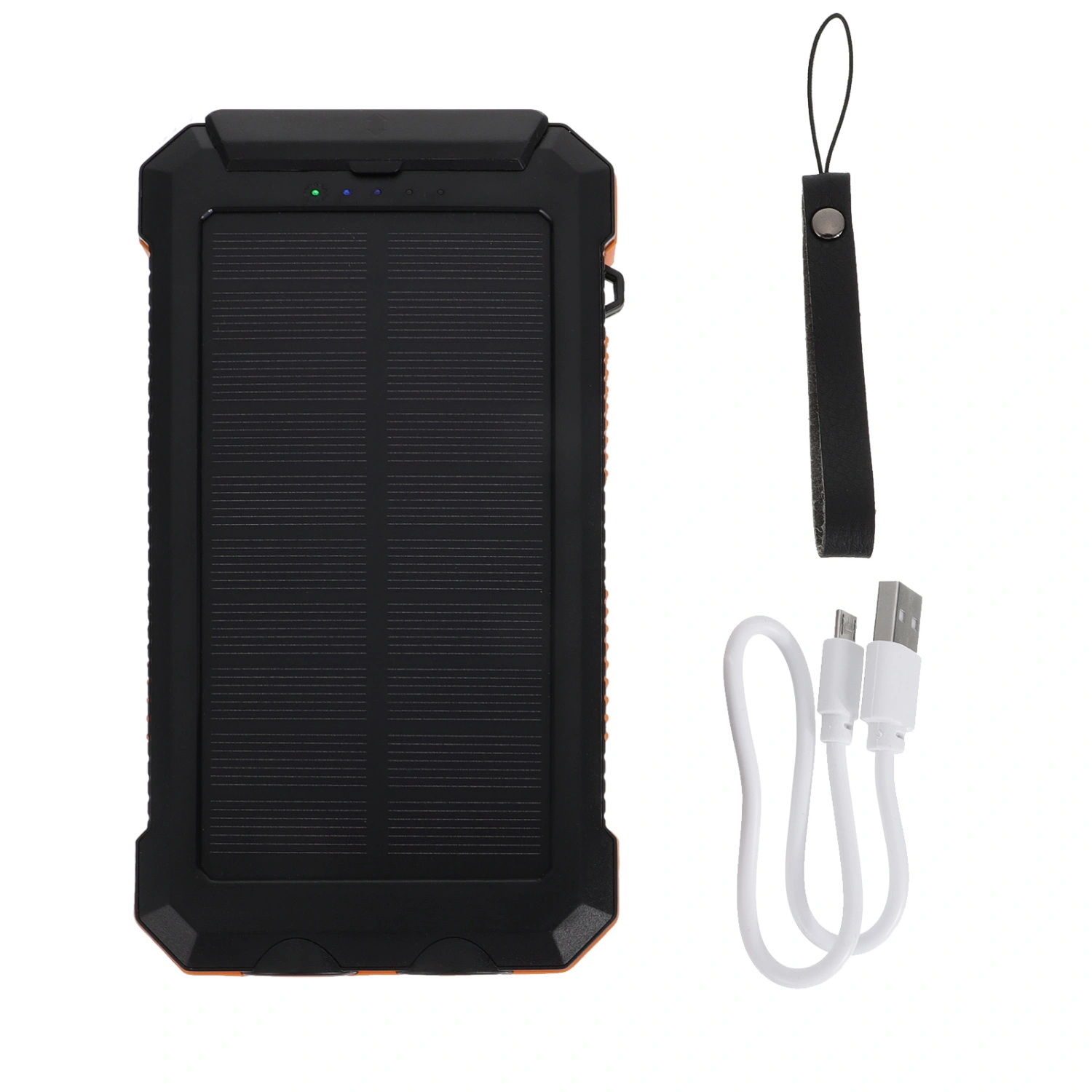 Solar Power Bank Outdoor Portable Charger Emergency Charging Tool (Black Orange)