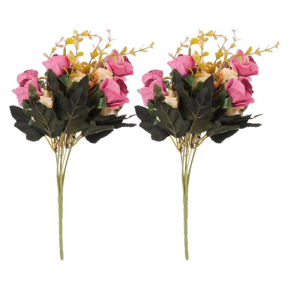 2pcs Beautiful Artificial Bouquet Decors Flower Arrangement Props Scene Decors