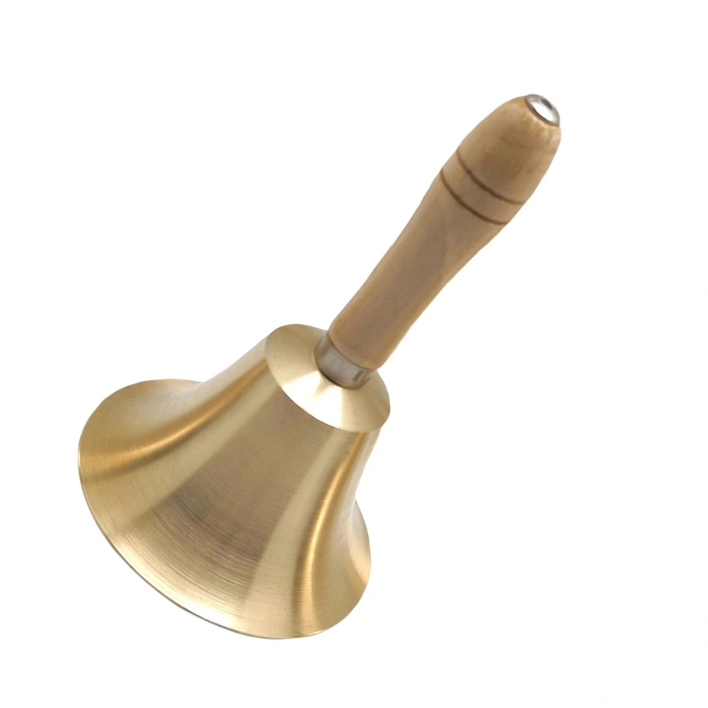 Wooden Handle Copper Handbell Rattle Bell Dinner Party Handbell Restaurant Call Service Bell for Home Party