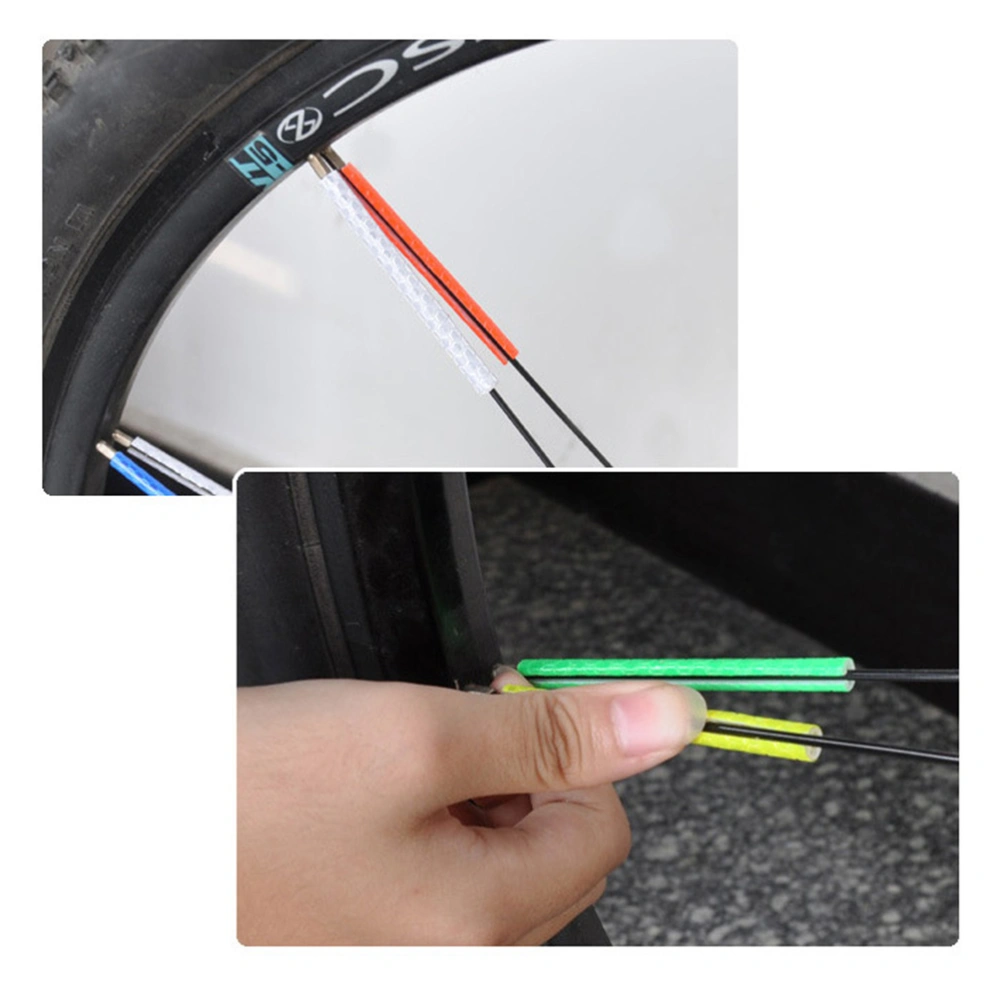 84pcs Wheel Decor Use Stickers Colorful Wheel Spokes Reflective Clip Tube Reflectors Bike Cycling Security Tape for Outdoor (Random Color)