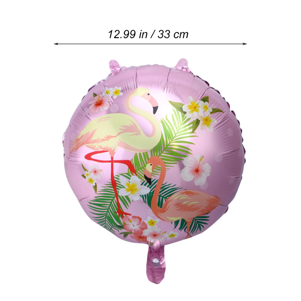 12Pcs 18Inch Flamingo Foil Balloons Round Mylar Helium Balloons Ball Party Decorations Set (Pink)