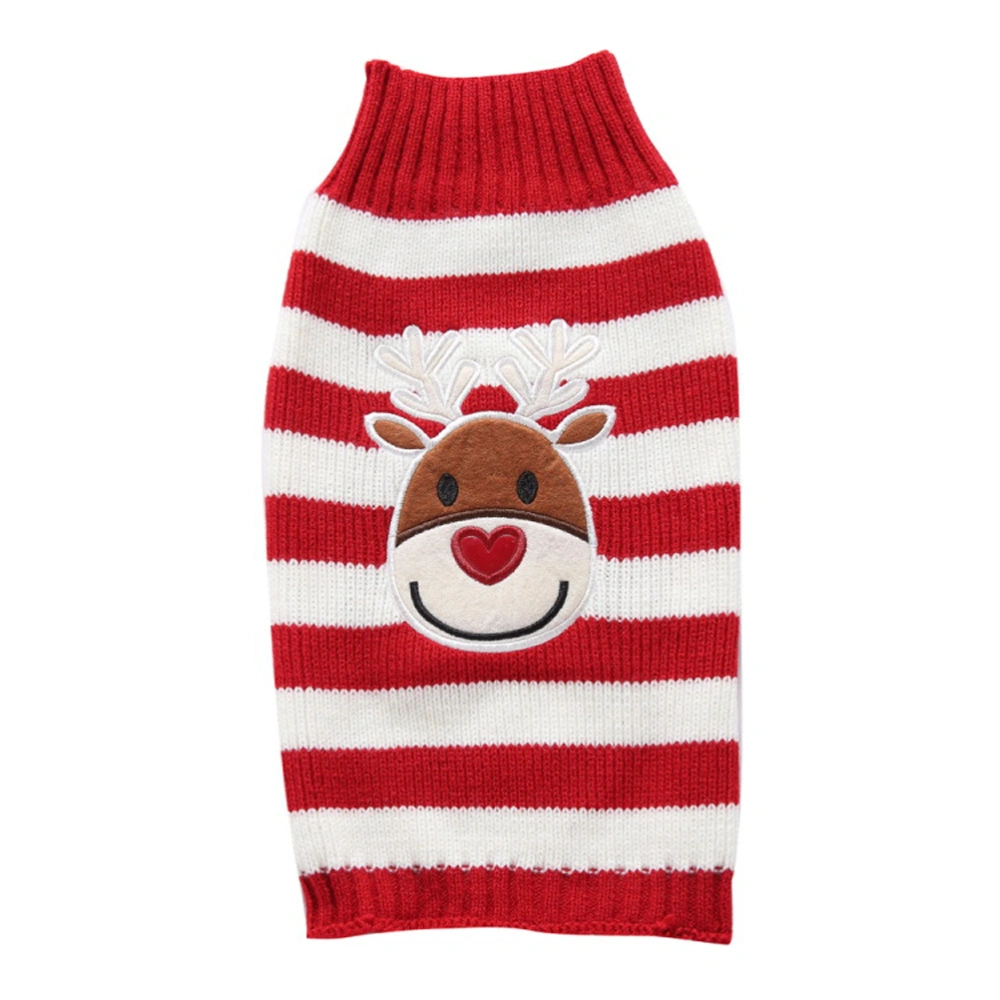Christmas Pet Knitted Sweater Turtleneck Sweater Puppy Clothes Elk Strip Printed Pet Costume Dog Winter Coat (Size XXL)