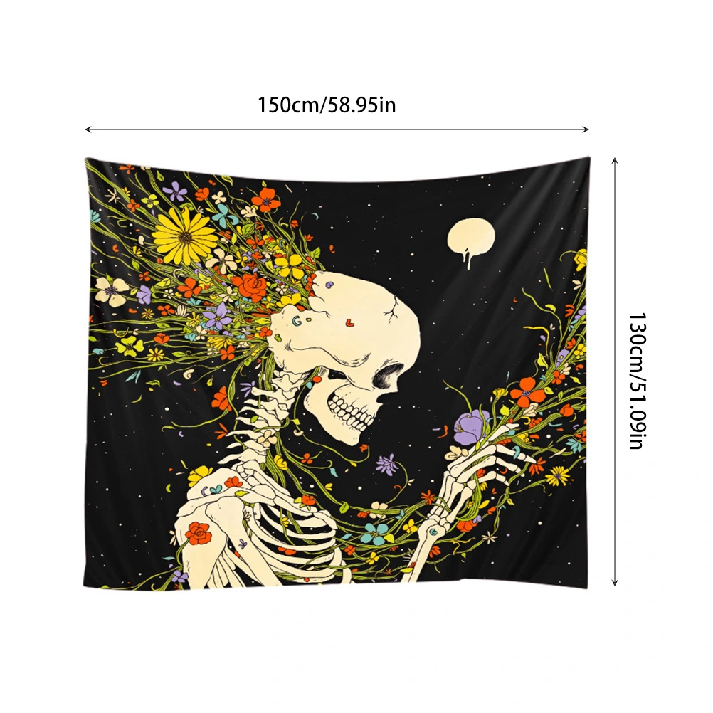 Skeleton Tapestry Skull Background Cloth Black Skull Blanket Wall Hanging