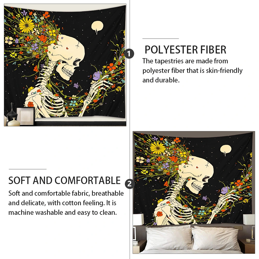 Skeleton Tapestry Skull Background Cloth Black Skull Blanket Wall Hanging