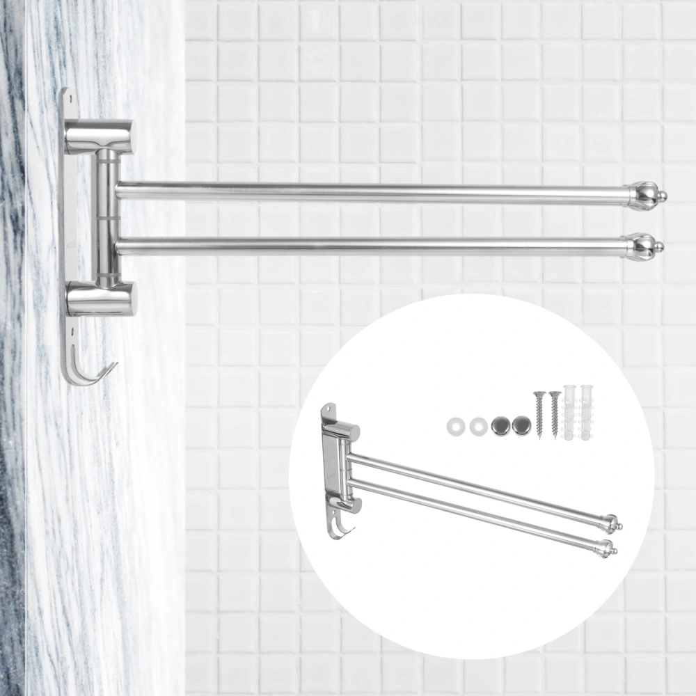 Wall Mounted Swivel Towel Bar 2 Arms Towel Holder with Crown Shape End