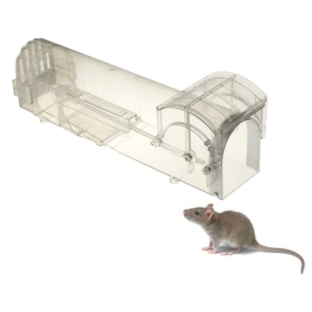 2pcs Plastic Mouse Trap Household Reusable Rat Catcher Rodent Pest Mousetrap Cage (Full Transparency)