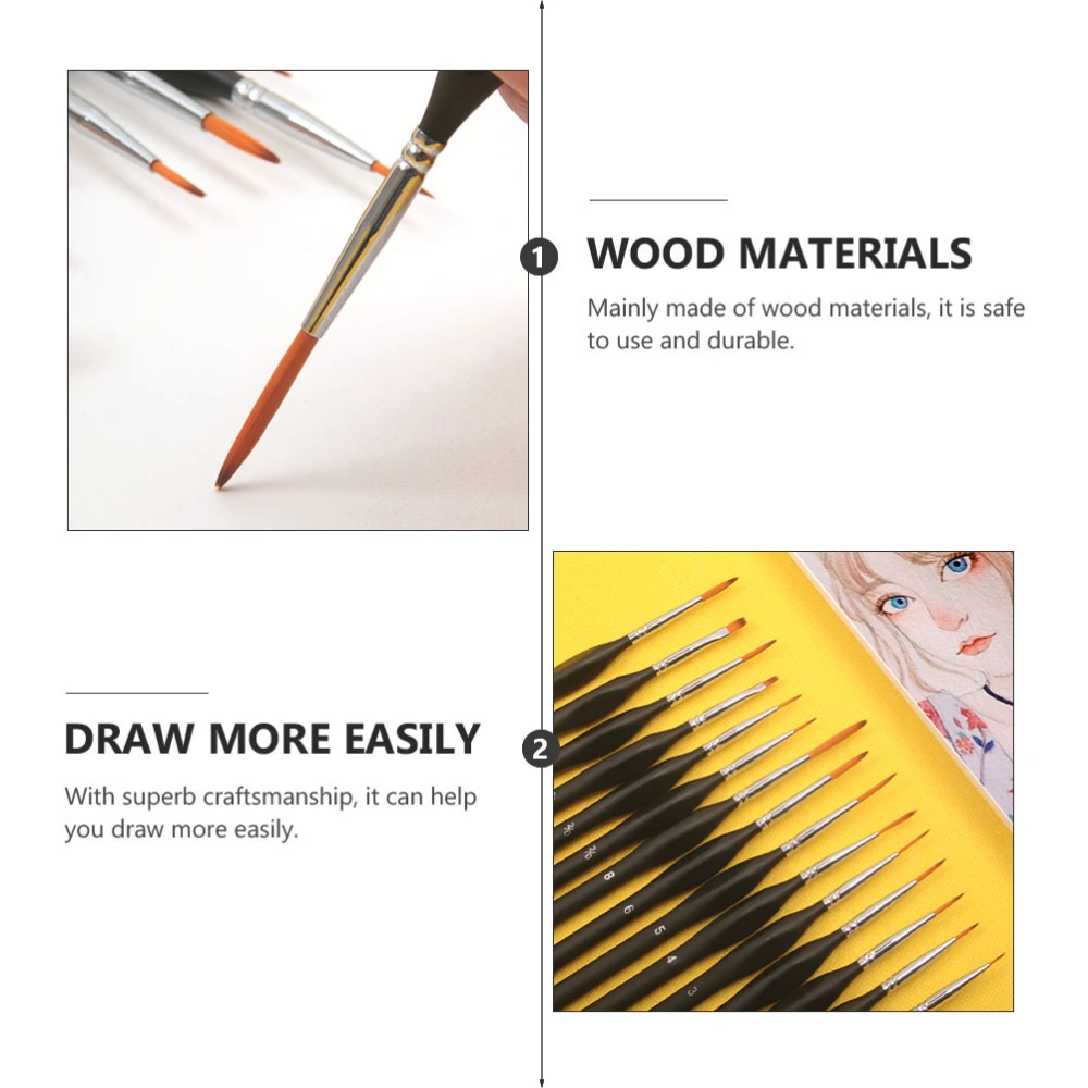 15pcs Professional Watercolor Paint Brushes in Storage Bag Watercolor Brush Set