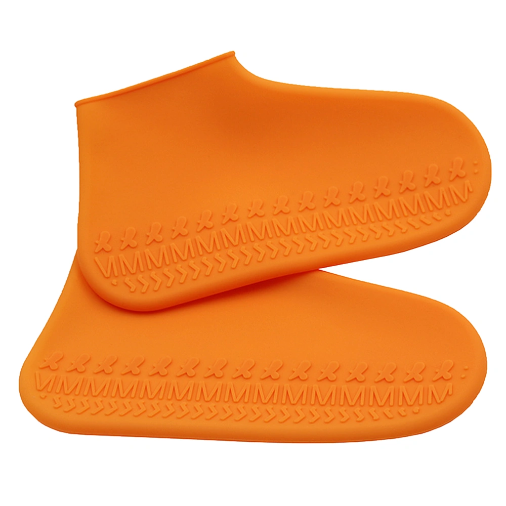 1 Pair Rainproof Anti-slip Shoes Cover Wear Resistant Thicken Silicone Shoes Protector Unisex Rainshoes Cover (Orange, Size S)